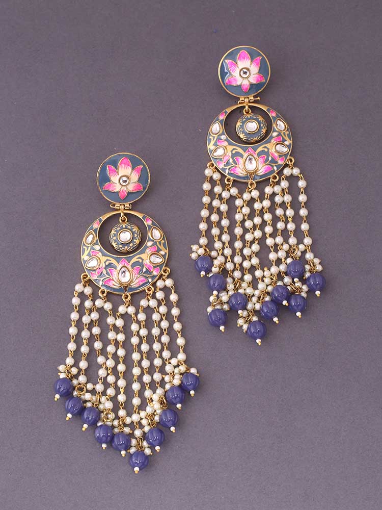 Navy Rivha Ethnic Chandbalis