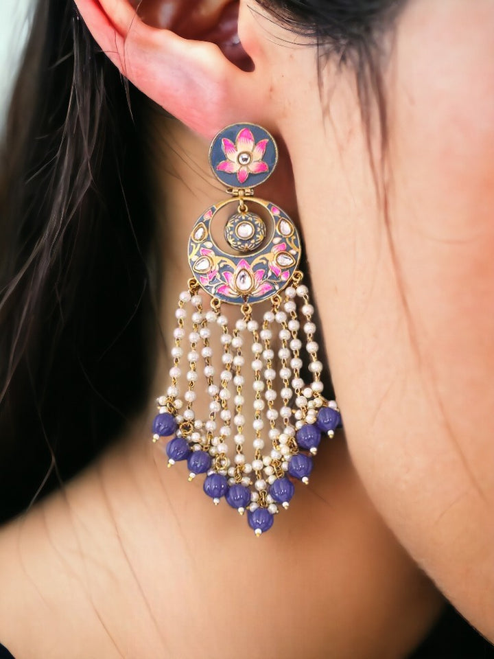 Navy Rivha Ethnic Chandbalis