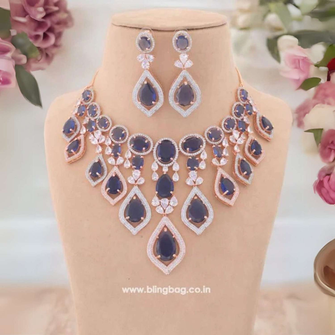 Navy Rohesia Zirconia Jewellery Set