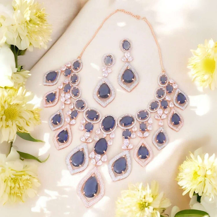 Navy Rohesia Zirconia Jewellery Set