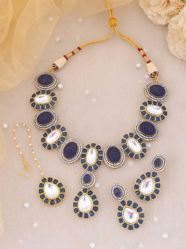 Navy Roseline Zirconia Jewellery Set