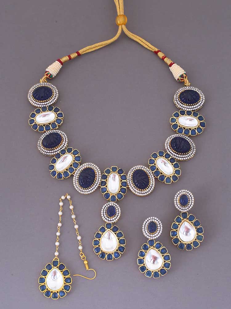 Navy Roseline Zirconia Jewellery Set