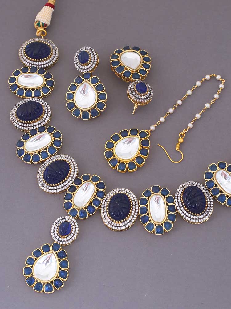 Navy Roseline Zirconia Jewellery Set
