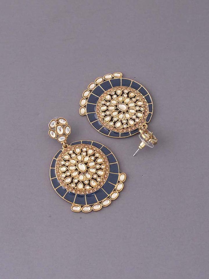 Navy Sameera Kundan Earrings