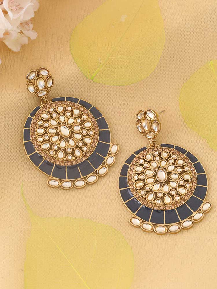 Navy Sameera Kundan Earrings