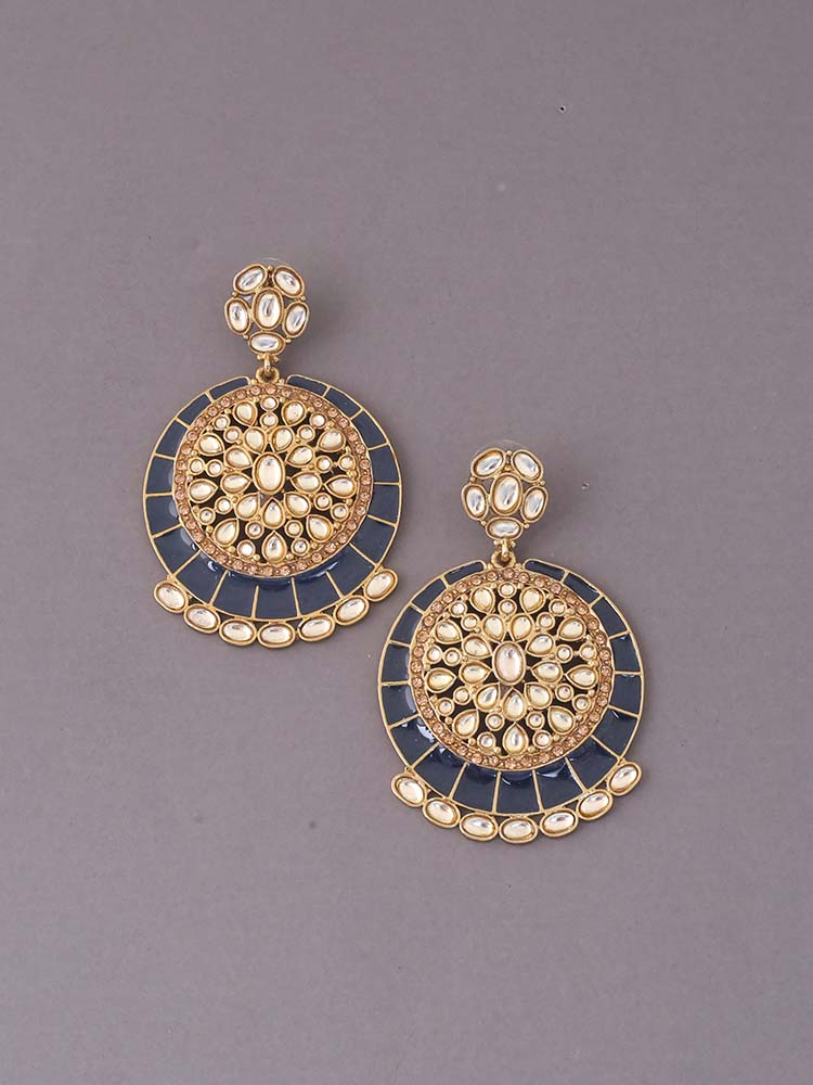 Navy Sameera Kundan Earrings