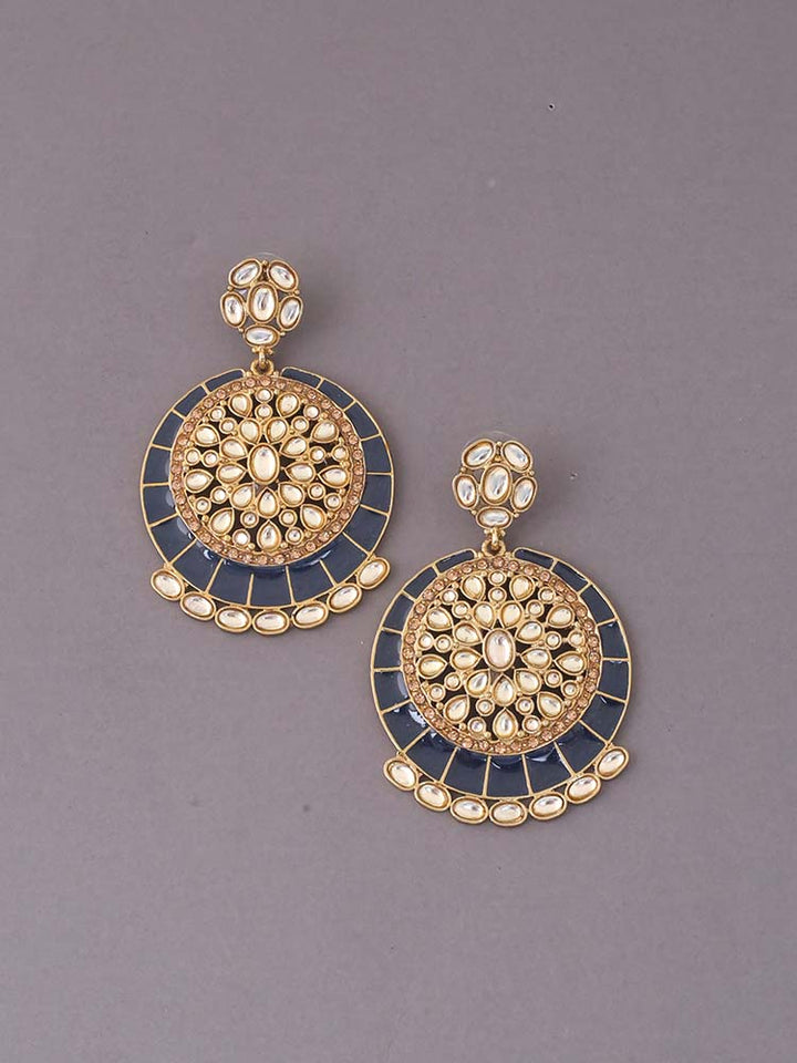 Navy Sameera Kundan Earrings