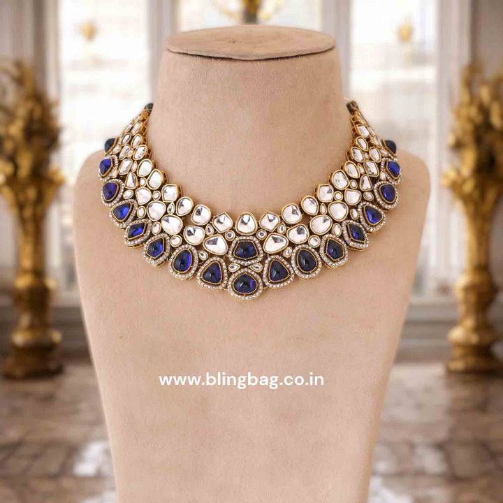 Navy Samiya Kundan Jewellery Set