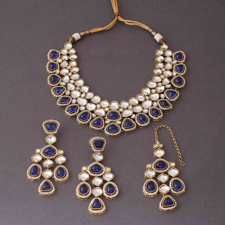 Navy Samiya Kundan Jewellery Set