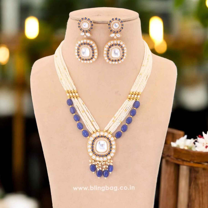Navy Siddhiksha Kundan Jewellery Set - EOSS