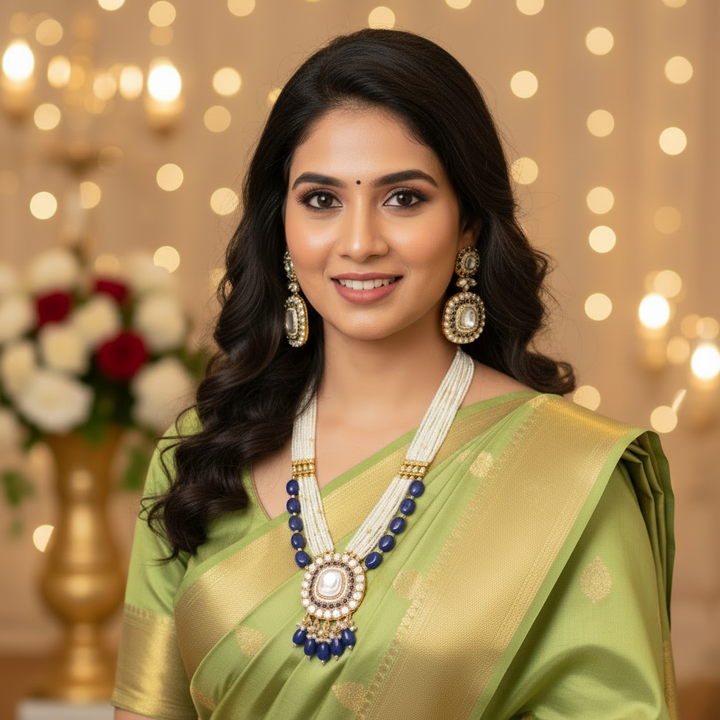 Navy Siddhiksha Kundan Jewellery Set - EOSS