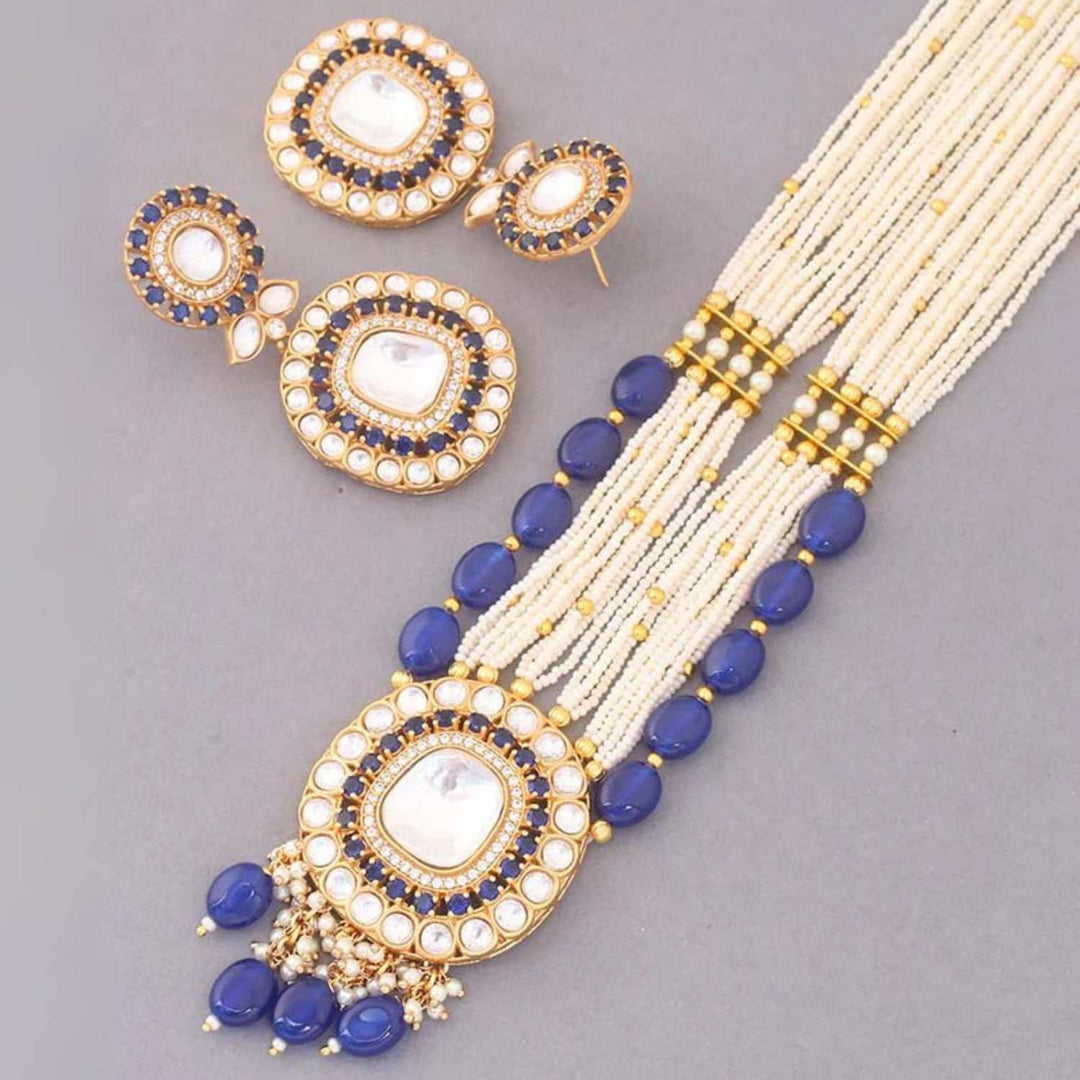 Navy Siddhiksha Kundan Jewellery Set - EOSS