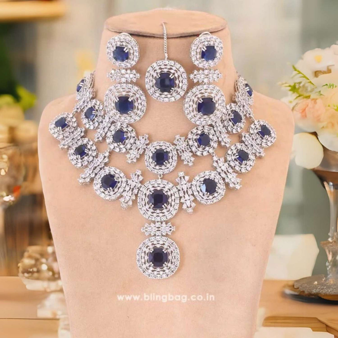 Navy Teresa Zirconia Jewellery Set