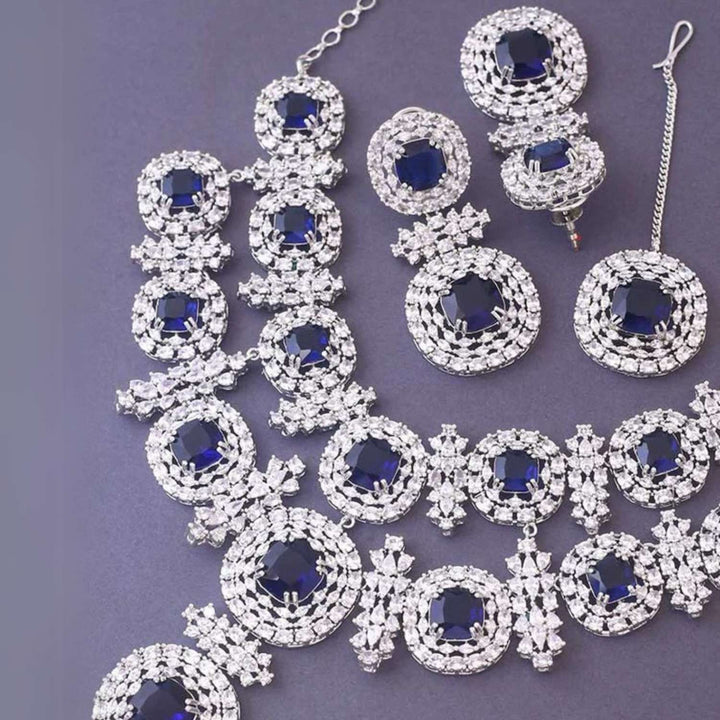 Navy Teresa Zirconia Jewellery Set