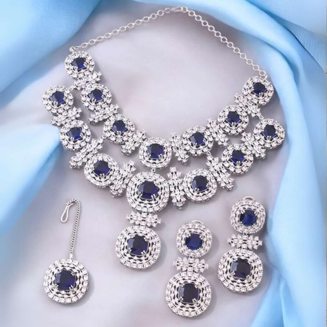 Navy Teresa Zirconia Jewellery Set