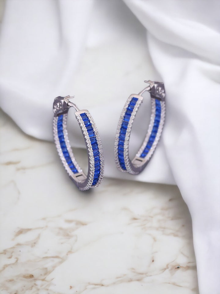 Navy Tigger Zirconia Hoops