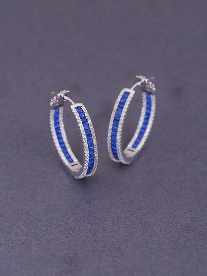 Navy Tigger Zirconia Hoops