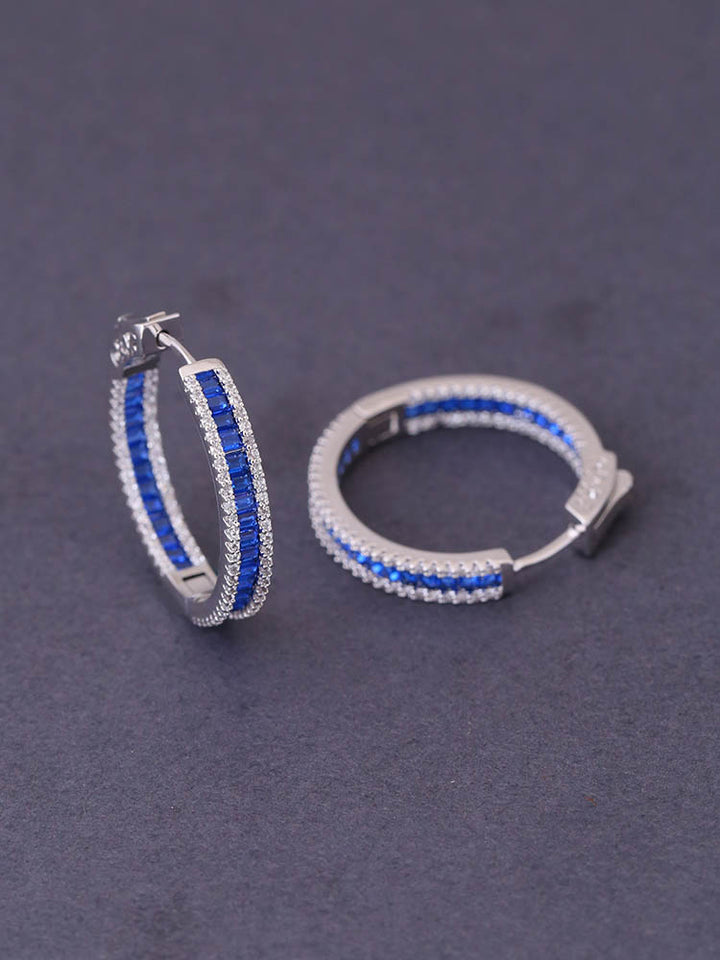 Navy Tigger Zirconia Hoops