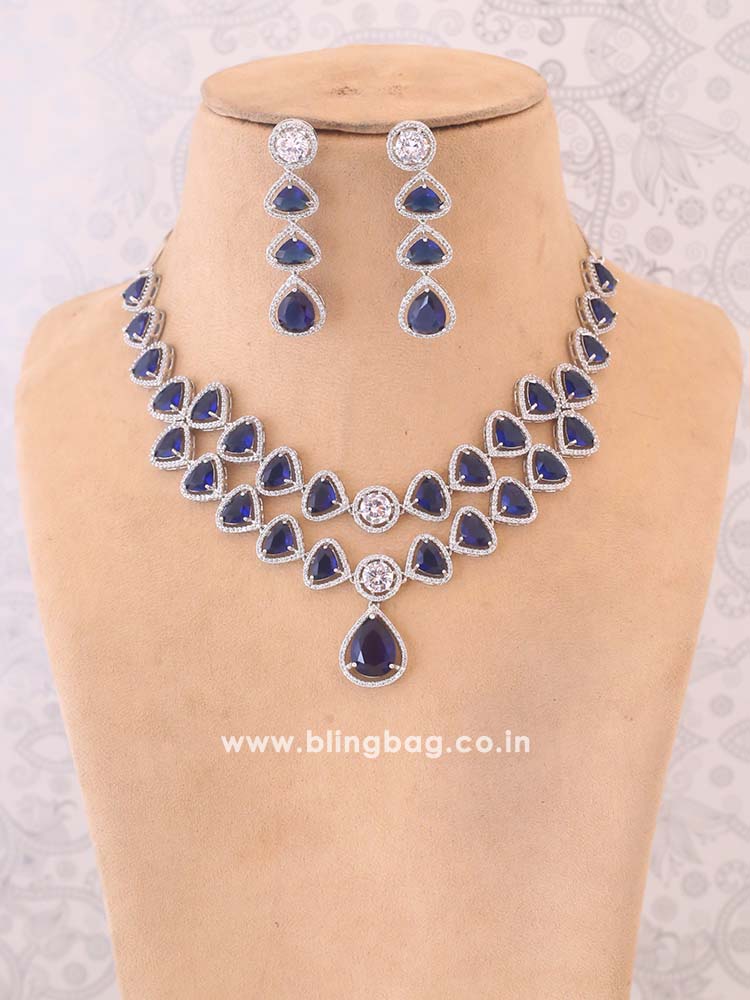 Navy Ulyssa Zirconia Jewellery Set
