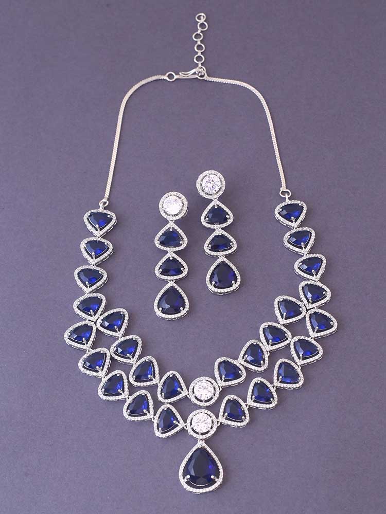 Navy Ulyssa Zirconia Jewellery Set