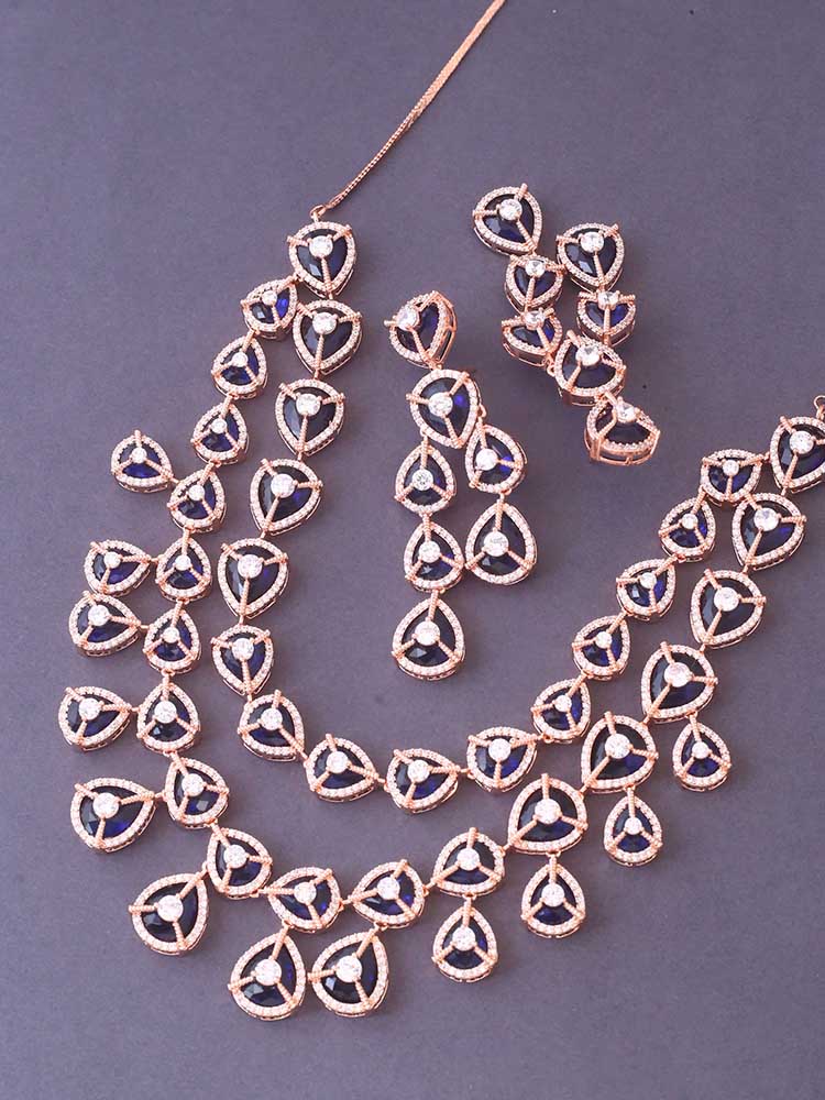 Navy Ursula Zirconia Jewellery Set