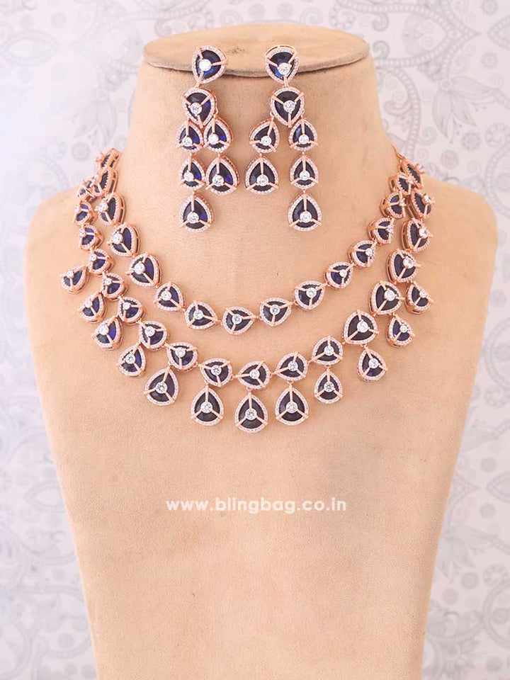 Navy Ursula Zirconia Jewellery Set