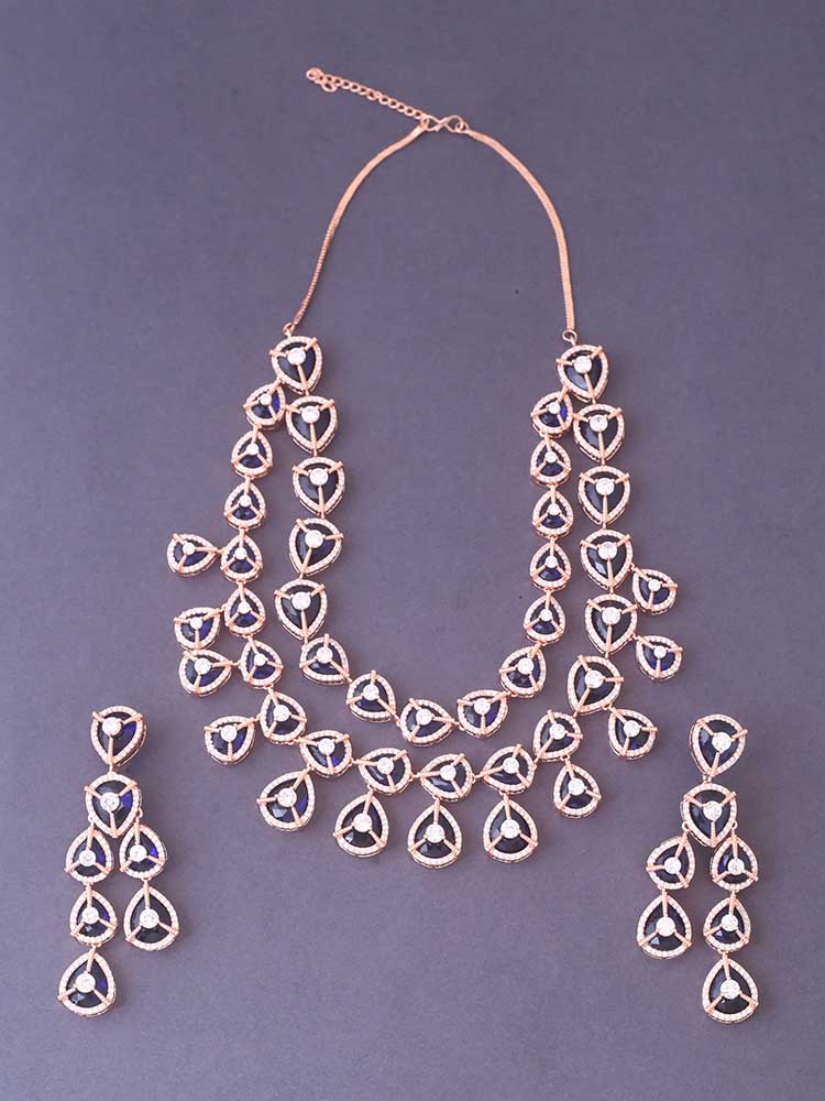 Navy Ursula Zirconia Jewellery Set