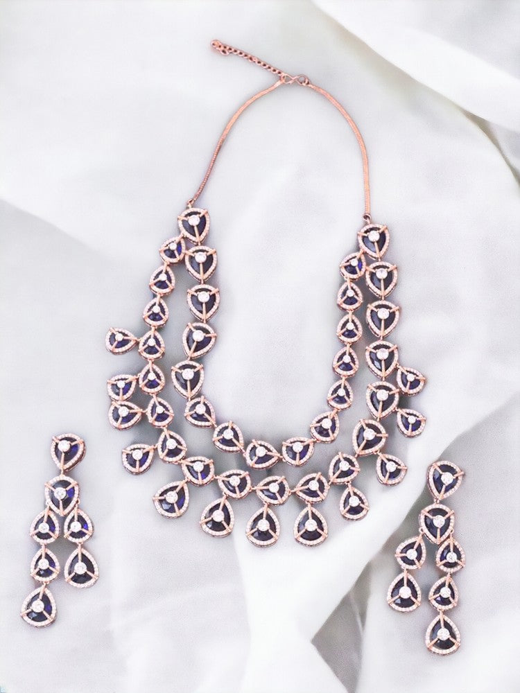 Navy Ursula Zirconia Jewellery Set
