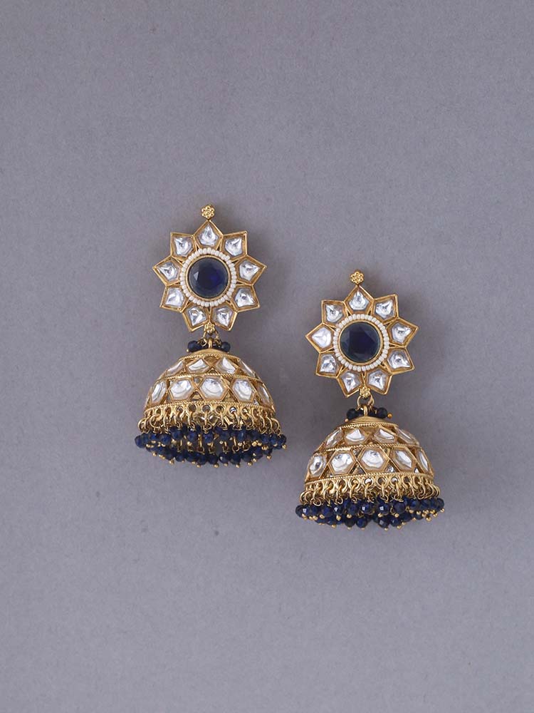 Navy Visha Ethnic Jhumkis