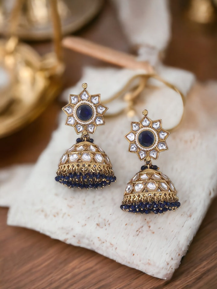 Navy Visha Ethnic Jhumkis