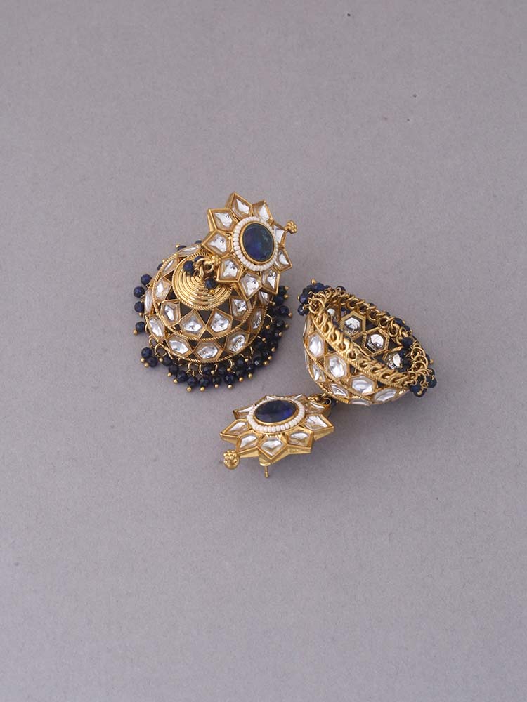 Navy Visha Ethnic Jhumkis
