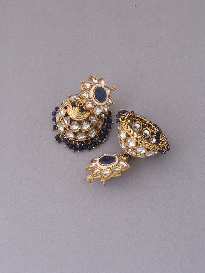 Navy Visha Ethnic Jhumkis
