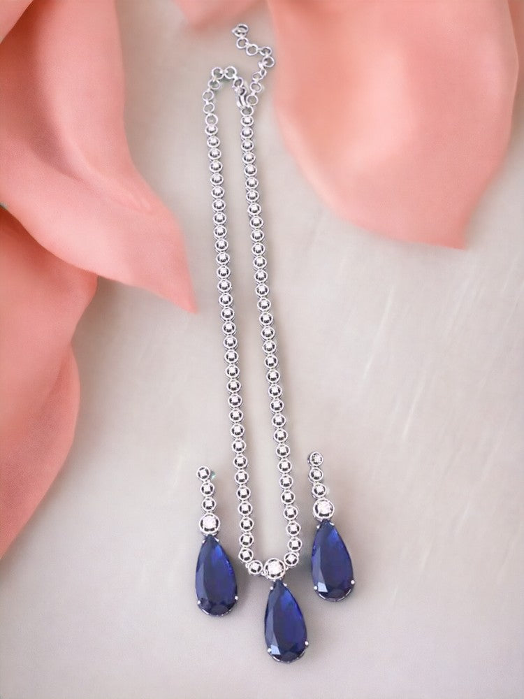Navy Whitney Zirconia Jewellery Set