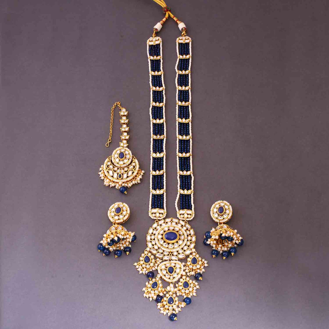 Navy Yashashvi Kundan Jewellery Set