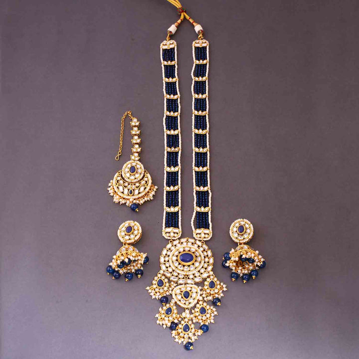 Navy Yashashvi Kundan Jewellery Set