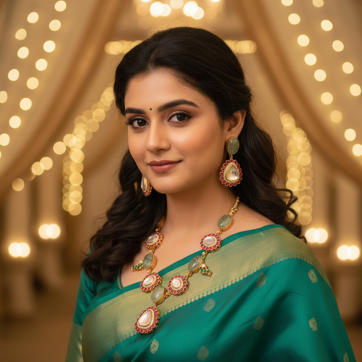 Olive Krishika Kundan Jewellery Set - EOSS