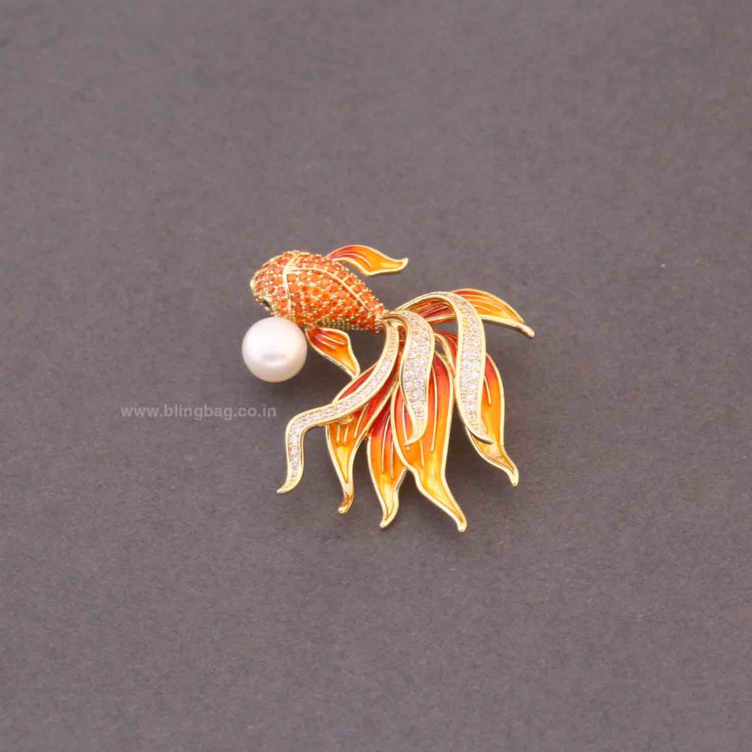 Orange Tide Goldeen Brooch