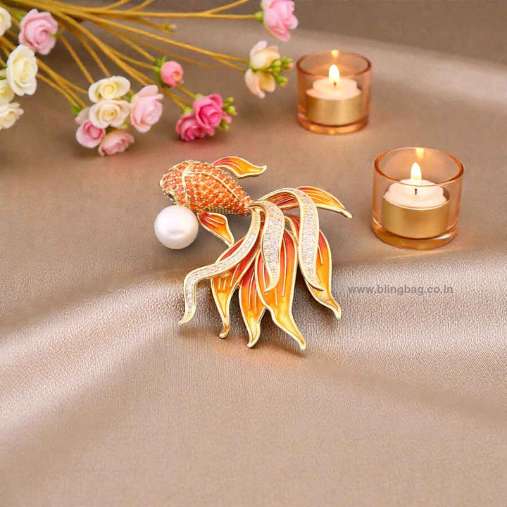 Orange Tide Goldeen Brooch