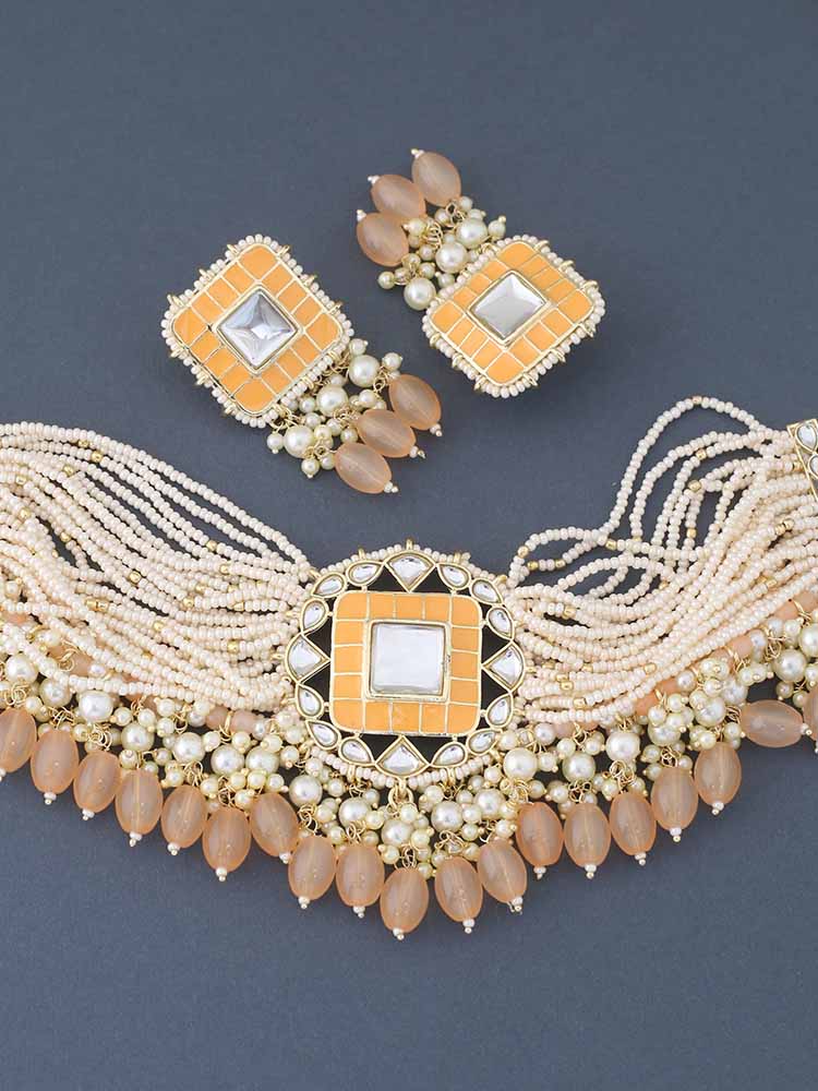Peach Aahlaad Jewellery Set