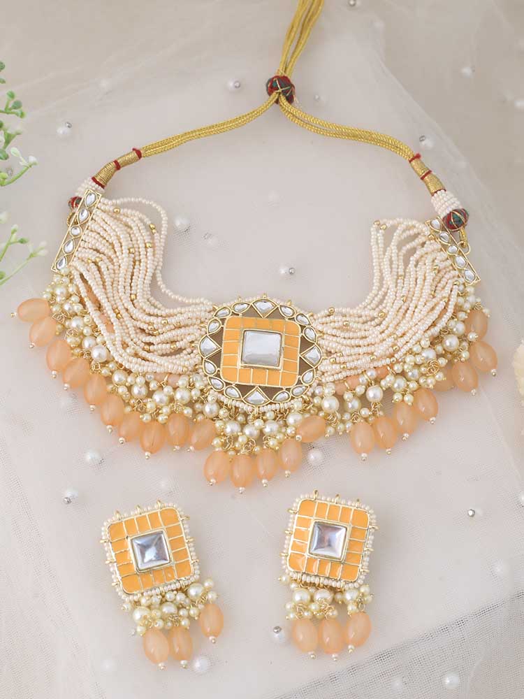 Peach Aahlaad Jewellery Set