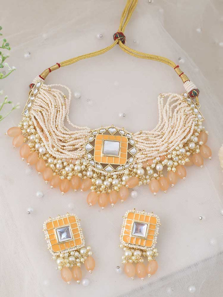 Peach Aahlaad Jewellery Set