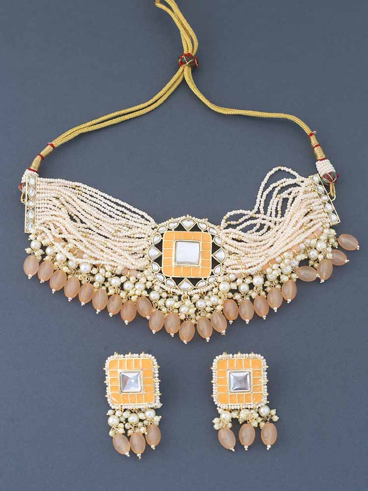 Peach Aahlaad Jewellery Set