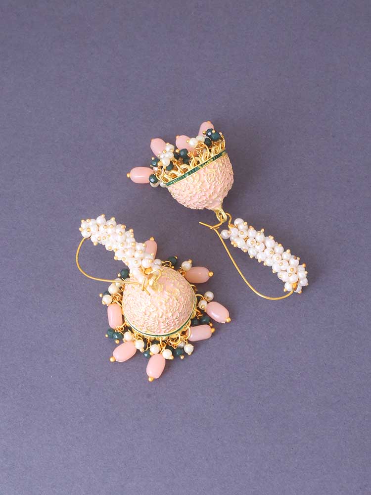 Peach Lekha Jhumkis