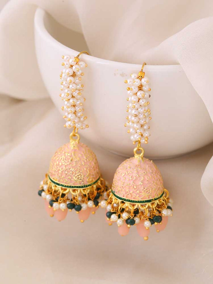 Peach Lekha Jhumkis