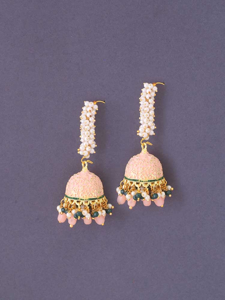 Peach Lekha Jhumkis