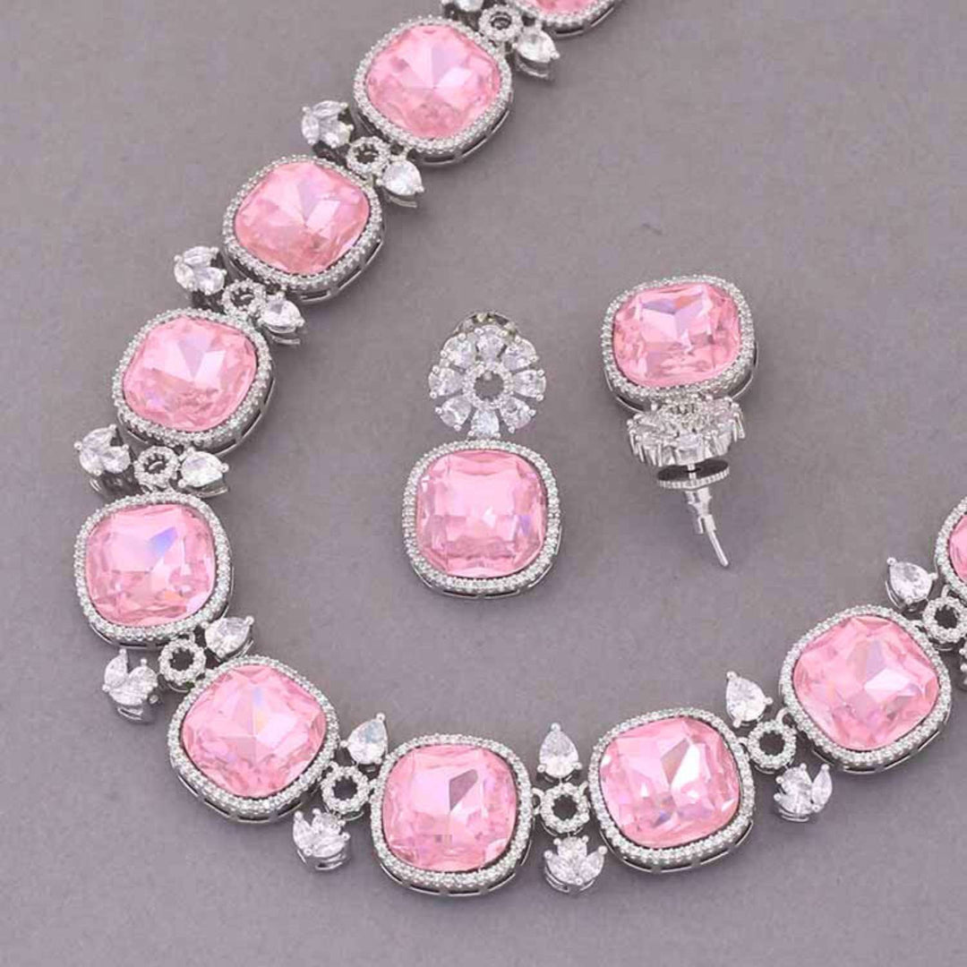 Pink Anastacia Zirconia Jewellery Set - EOSS