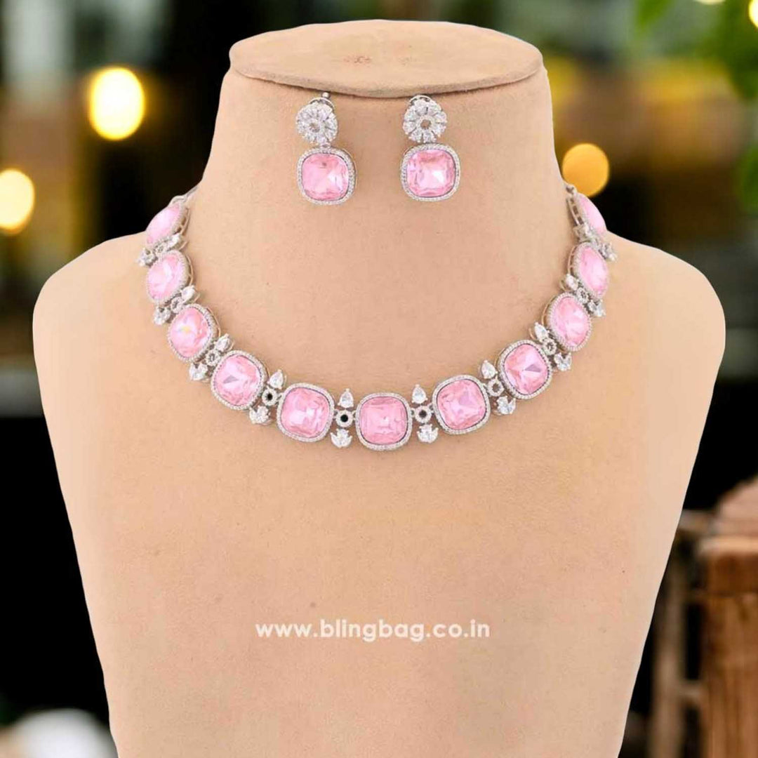 Pink Anastacia Zirconia Jewellery Set - EOSS