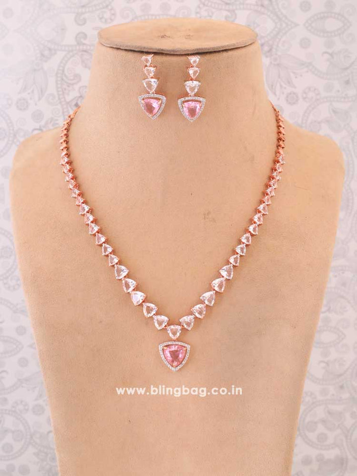 Pink Bertina Zirconia Jewellery Set