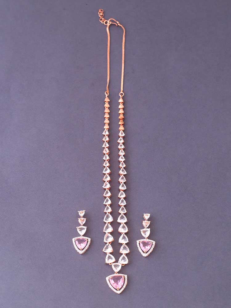 Pink Bertina Zirconia Jewellery Set