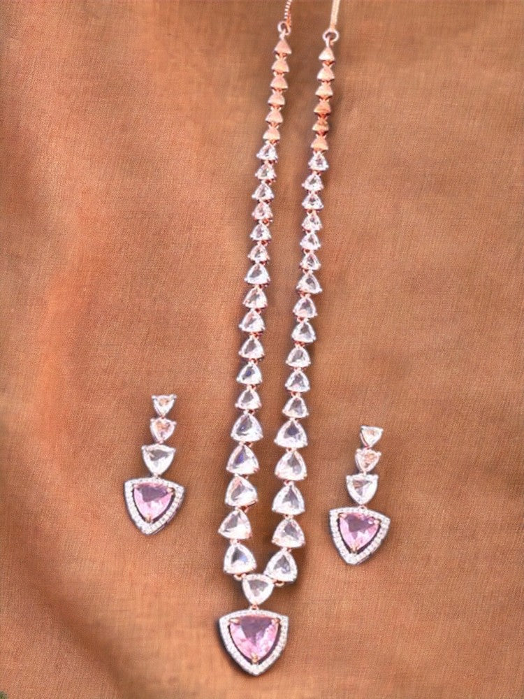 Pink Bertina Zirconia Jewellery Set